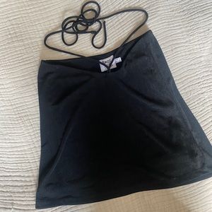 Princess Polly Black Mini Skirt with accent tie around waist